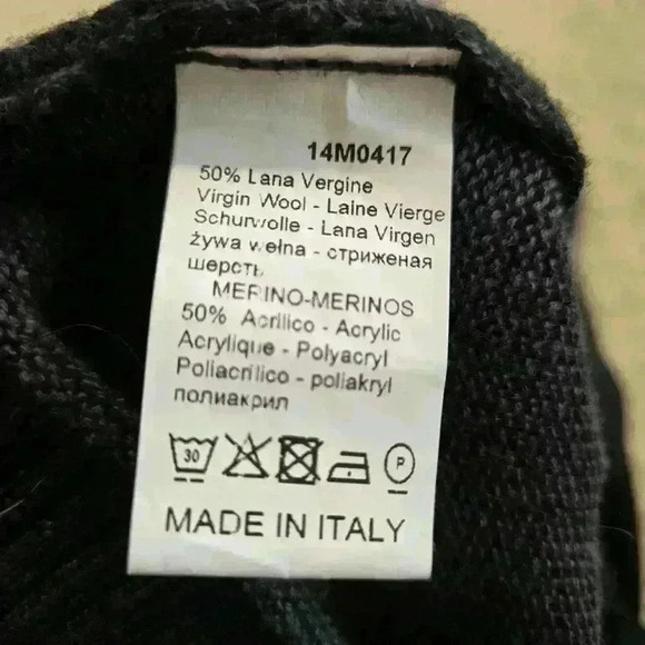 Montechiaro Crewneck amen's Sweater Made in Italy Black XL - Picture 7 of 8